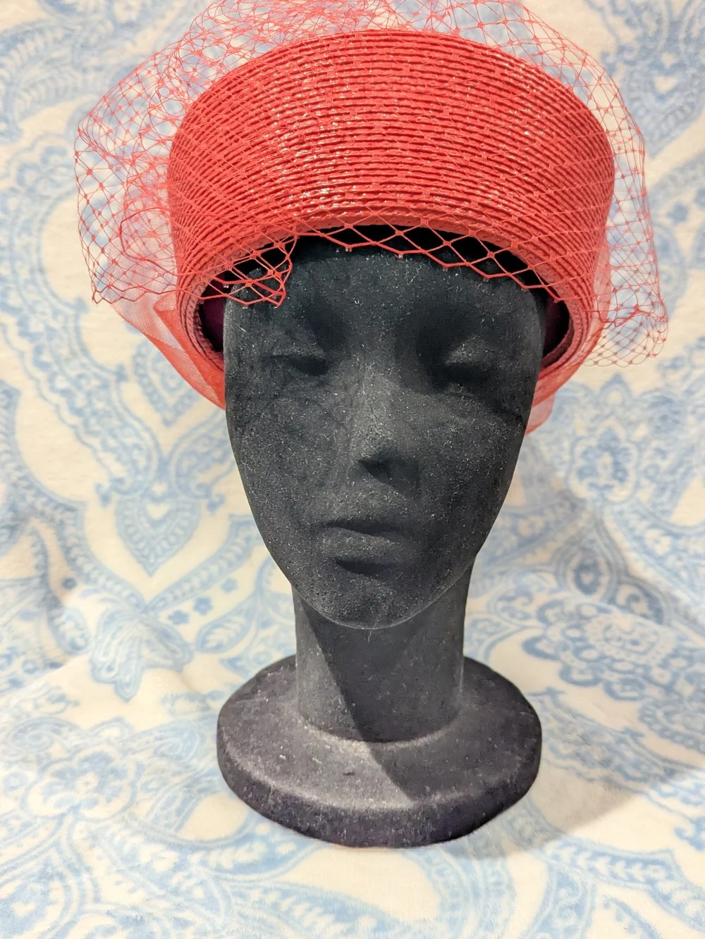 Red Women's Fascinator Hat with Veil